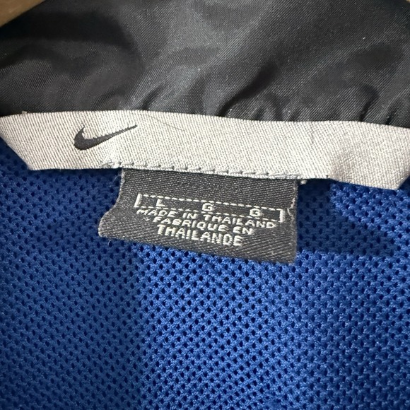 VINTAGE Nike Jacket Mens L Black Windbreaker Swoosh Track Lined Polyester Y2K - Picture 2 of 6